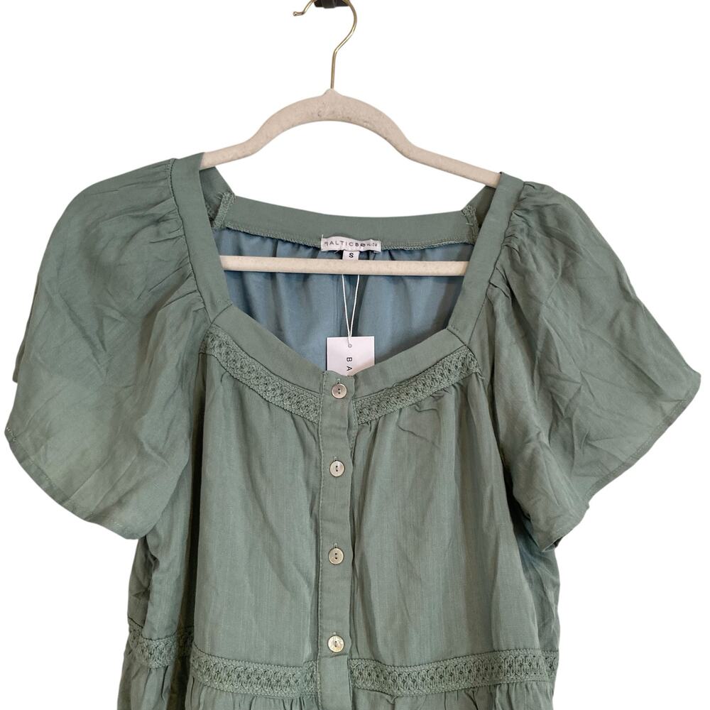 Nwt Baltic Born Unity Button Down Sage Green Rayo… - image 6